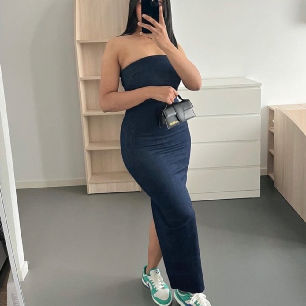 Fitted Denim Dress - Zara